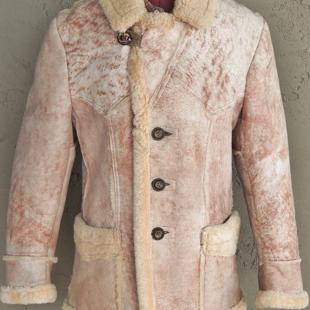>ll==l>Real Sheepskin Leather & Fur Coat Size (L)